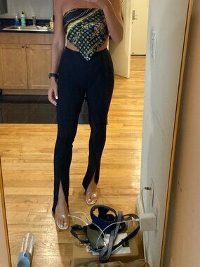 Adika Black Tailored Slit High-Waist Pants size medium